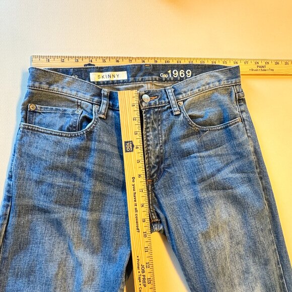 Gap 1969 Jeans Mens 31x32 Skinny Pool Shark Wash Distressed - Picture 6 of 15